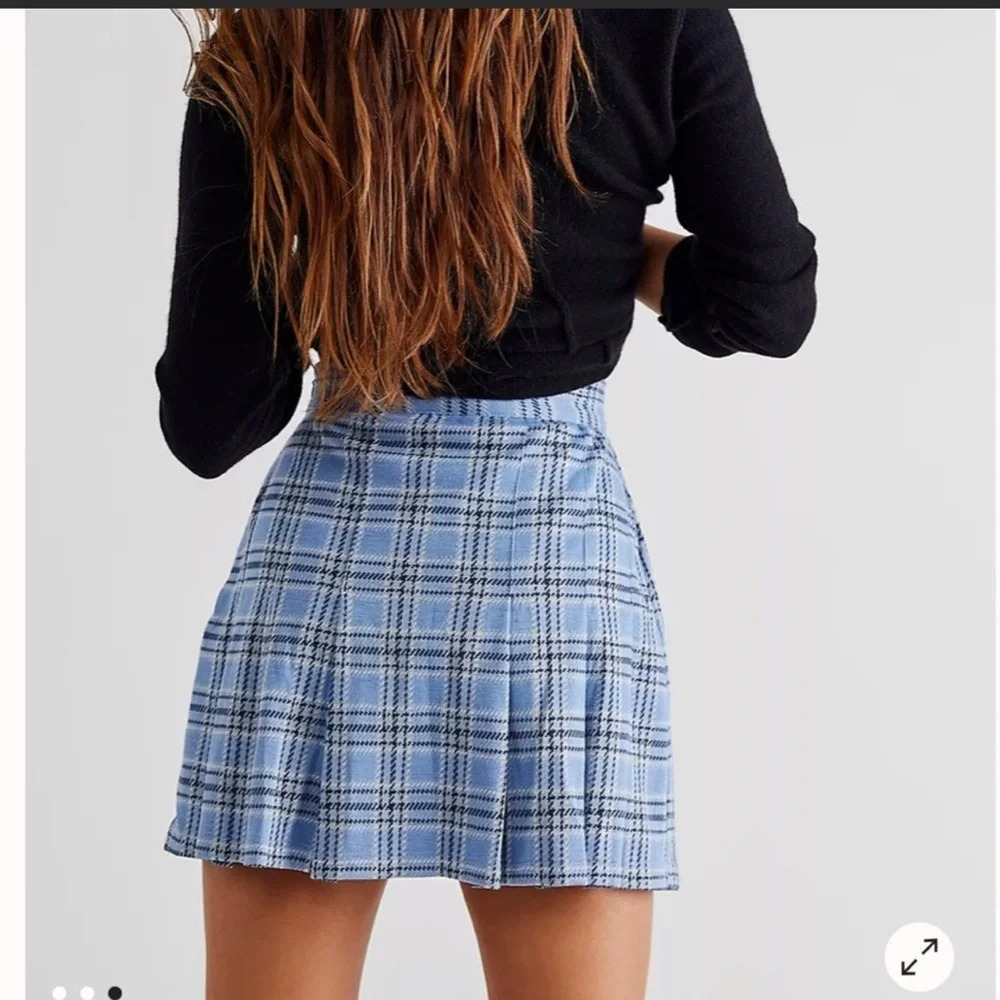Free People Honey Pleated Skirt Blue Ocean - Picture 2 of 10